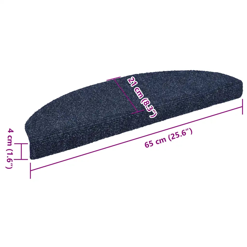 Tappetini per scale autoadesivi 10 pz 65x21x4 cm blu semicircolari grandi 149709