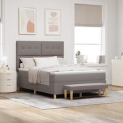 Letto a Molle con Materasso e Panchina Tortora 160x200 cm Tessuto