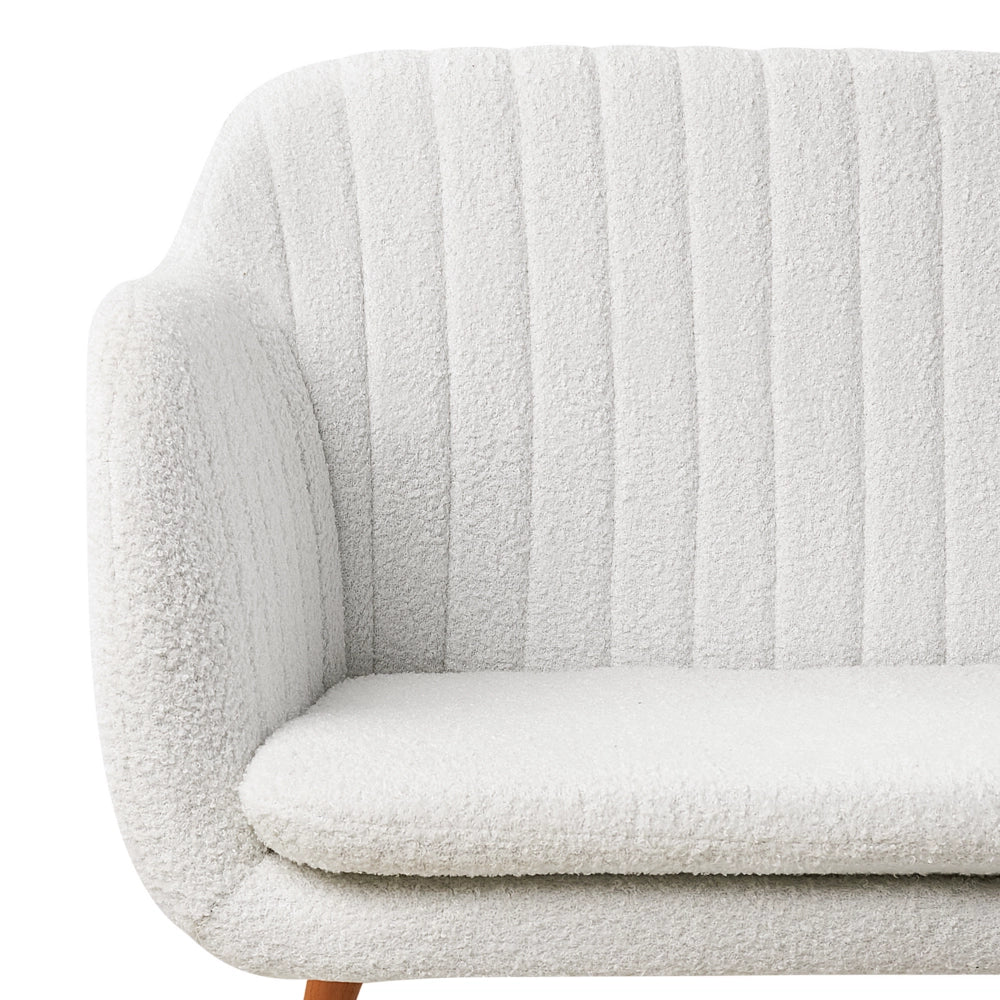 Divano 2 Posti in tessuto bianco sporco con Gambe in Legno Struttura in metallo Gambe in legno chiaro Panca