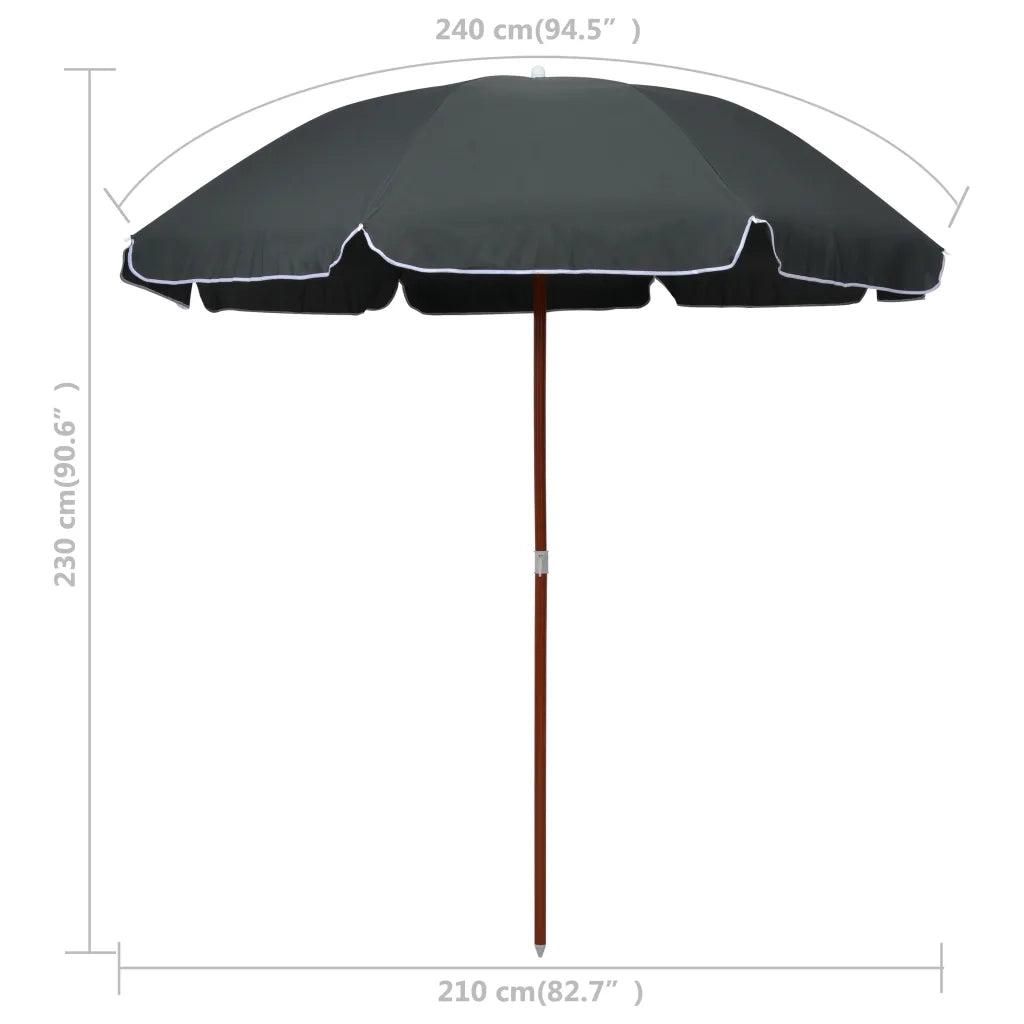 Ombrellone da Giardino con Palo in Acciaio 240 cm Antracite 47805