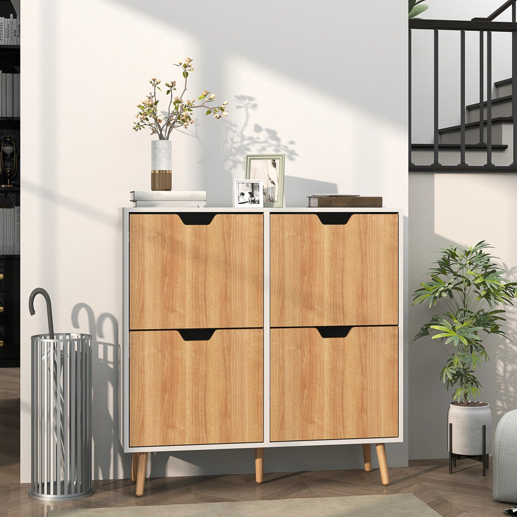 Cassettiera con 4 cassetti e ripiani regolabili ¨C zephmum ¨C 95x26x95 cm bianco naturale