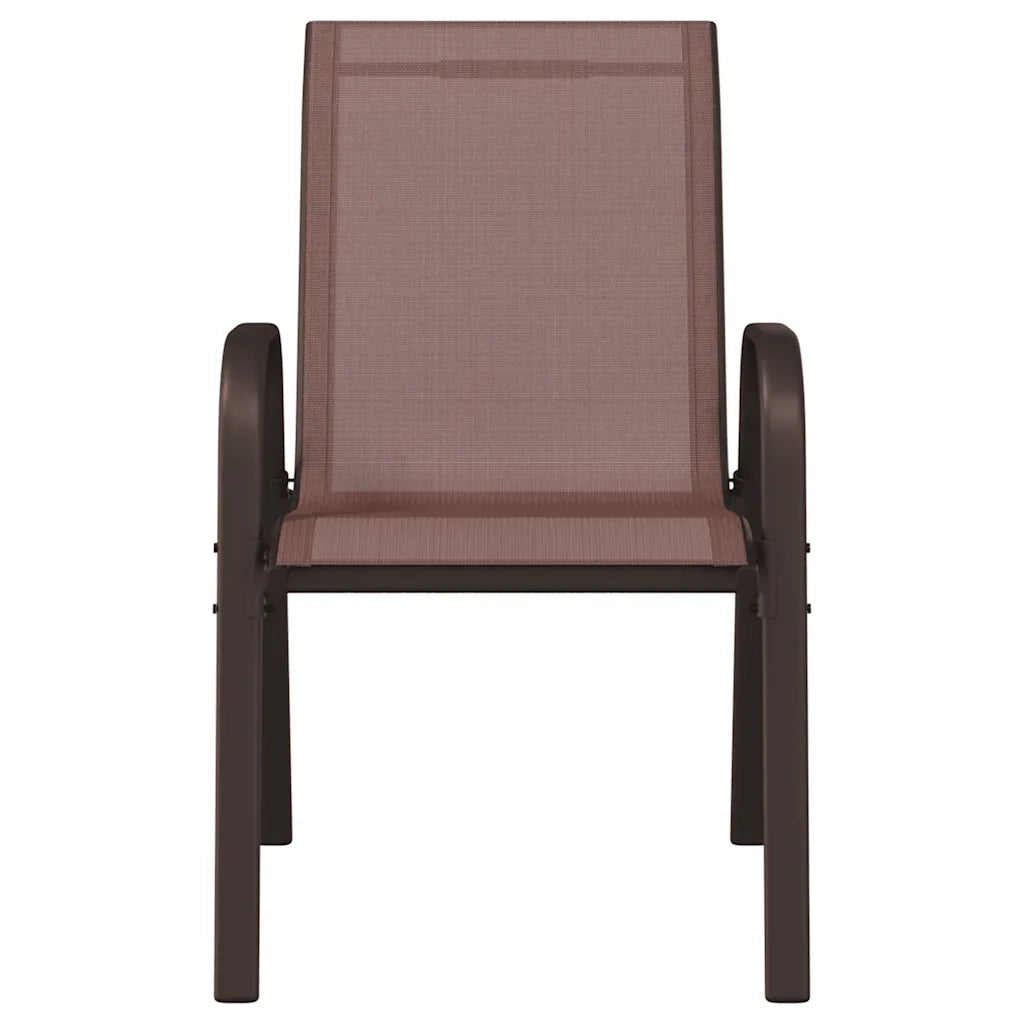 Sedie da Giardino Impilabili 2 pz in Tessuto Textilene Marrone 318779