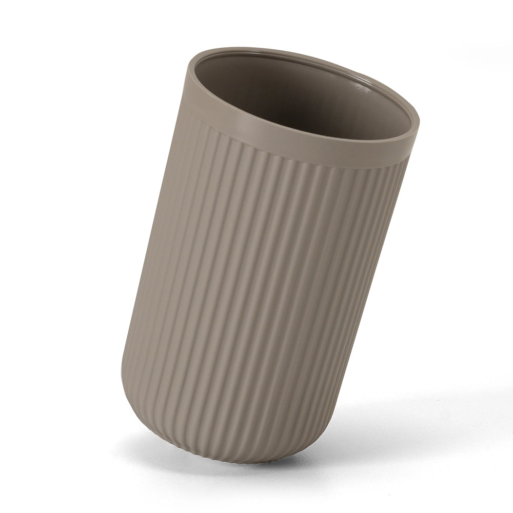 Porta spazzolini tortora in plastica cannettata rigida Arizona