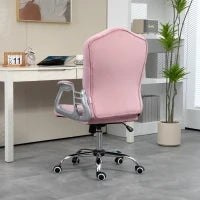 Sedia da Ufficio, Schienale Reclinabile, Regolabile in Altezza, Finitura in Velluto, fino a 120 kg, Rosa