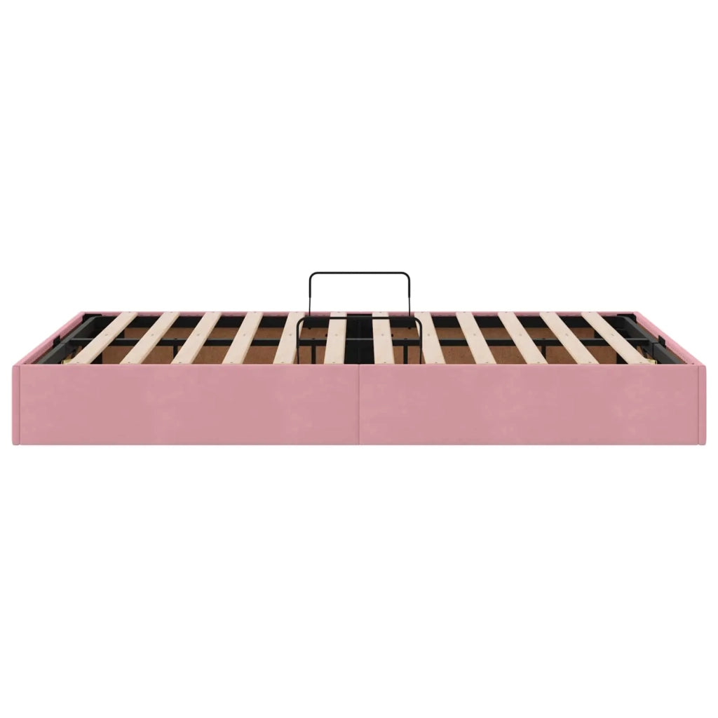 Letto ottomano con archiviazione Rosa 120 x 200 cm Velluto