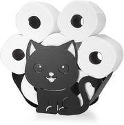 Toiletrolhouder metallico nero in forma di gatto per decorazione di parete per la stanza da bagno