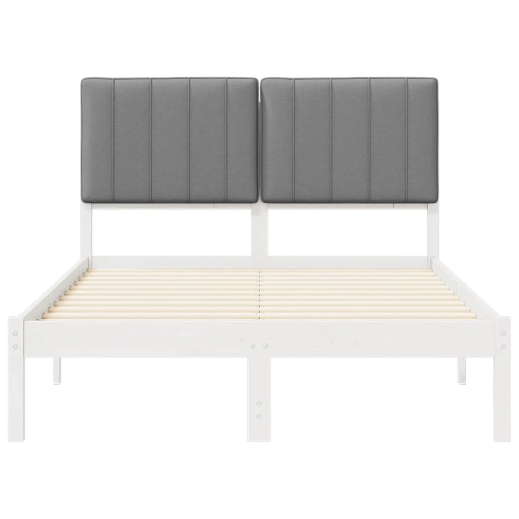 Letto con Testiera Rivestita Bianco e grigio chiaro