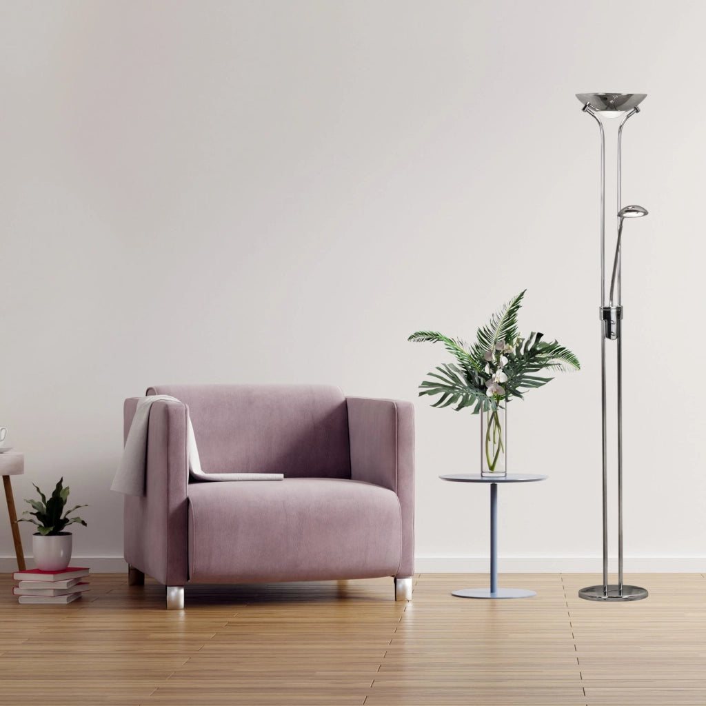 Piantana Contemporaneo Mother Child Acciaio Cromo Vetro Led 15,41W 3000K