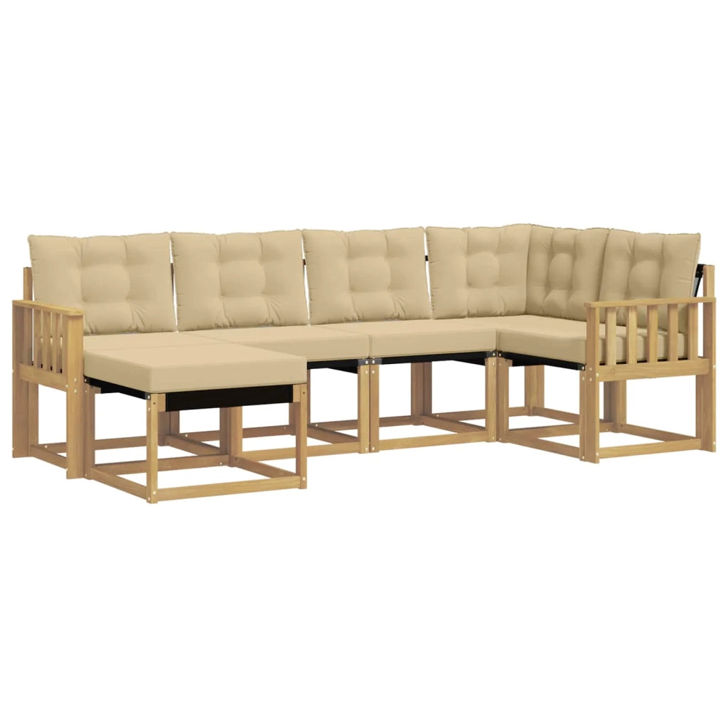 Set di divani da esterno con cuscino 6 pcs Bianco e Beige