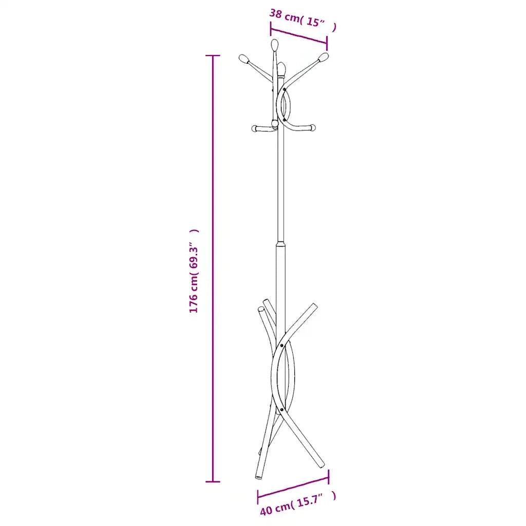 Appendiabiti Bianco 176 cm in Ferro Verniciato a Polvere 377084