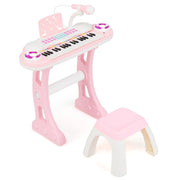 Tastiera elettronica per bambini 47 x 20 x 60 cm con microfono luci karaoke design educativo rosa 20_0011458