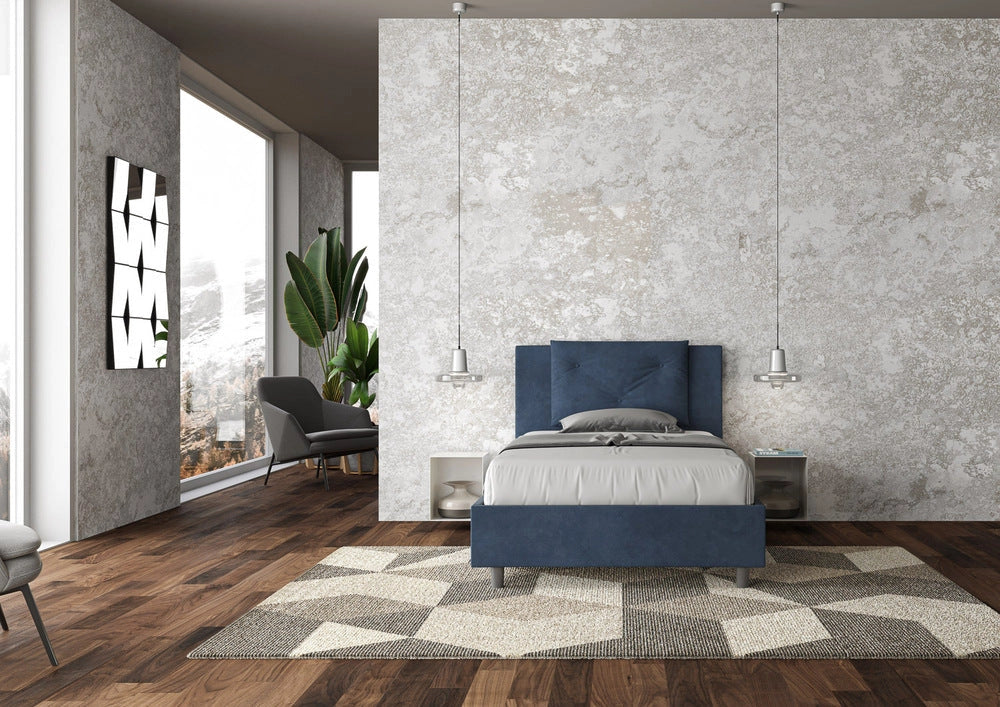Letto 1 Piazza e Mezzo 120x190 cm con Rete e Contenitore Appia Blu