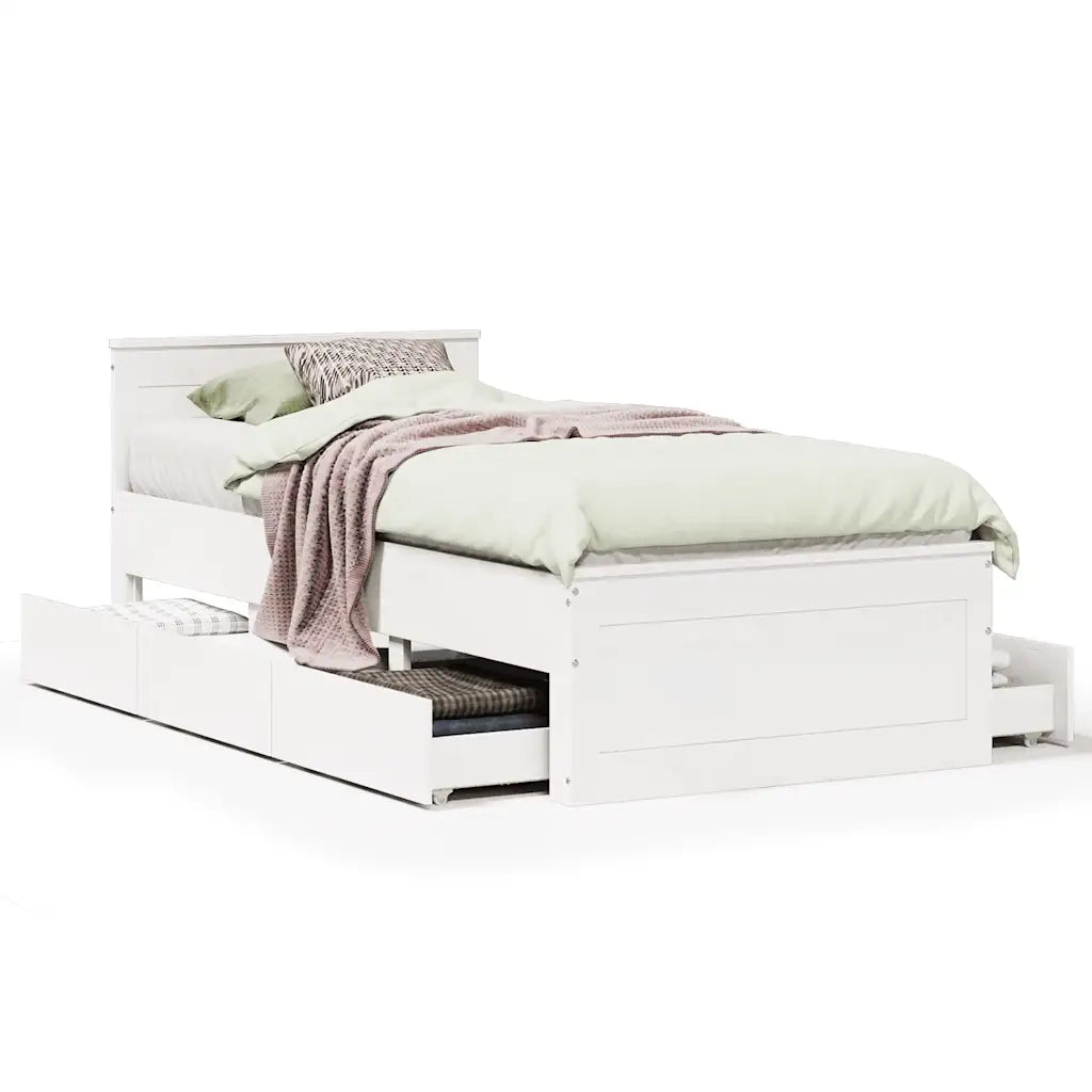 Giroletto senza Materasso con Testiera Bianco 90x190 cm Pino