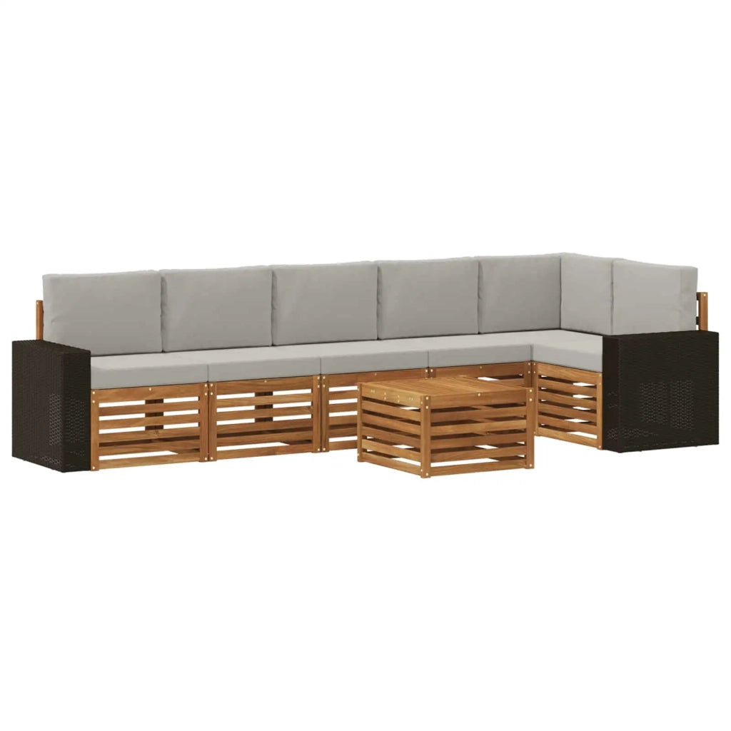 Set divano sezionale con cuscino 7 pcs Naturale e Grigio Chiaro 3384452