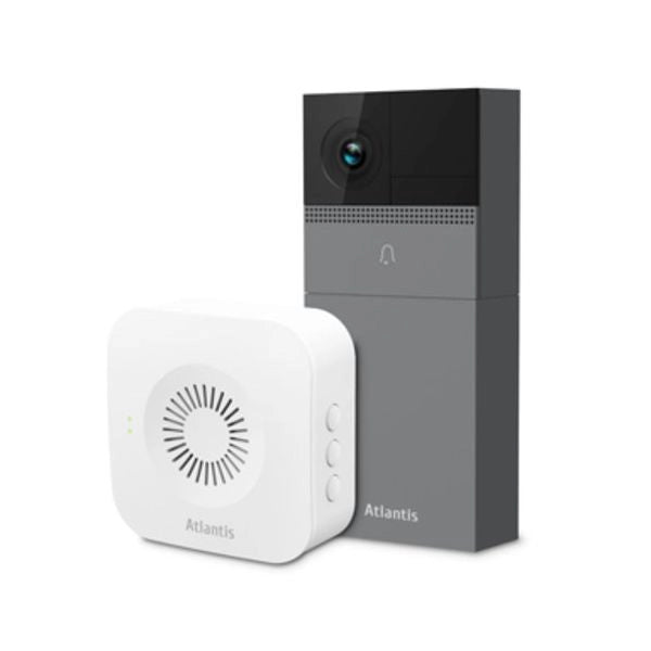 Videocitofono atlantis a14-db910 wireless da esterno 2mpx fhd 1920x1080p 25fps h.264 pir ir led campanello da interno incluso