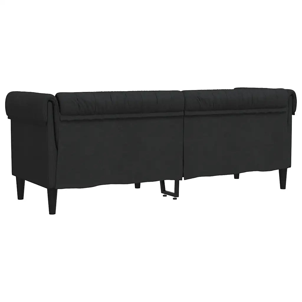 Divano Chesterfield a 3 Posti-Sofa 3 Posti-Divanetto Nero in Tessuto