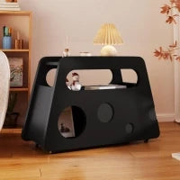Tavolino con ruote, angoli arrotondati, mobile salvaspazio per soggiorno e camera da letto, 81x33x51,5 cm, Nero