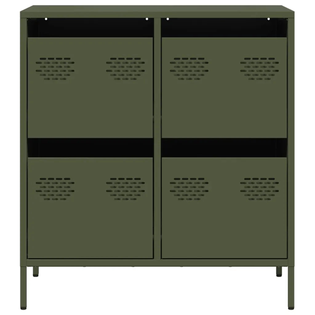Credenza-Buffet-Armadio da cucina Verde Oliva 68x39x73,5 cm in Acciaio Laminato a Freddo 370792