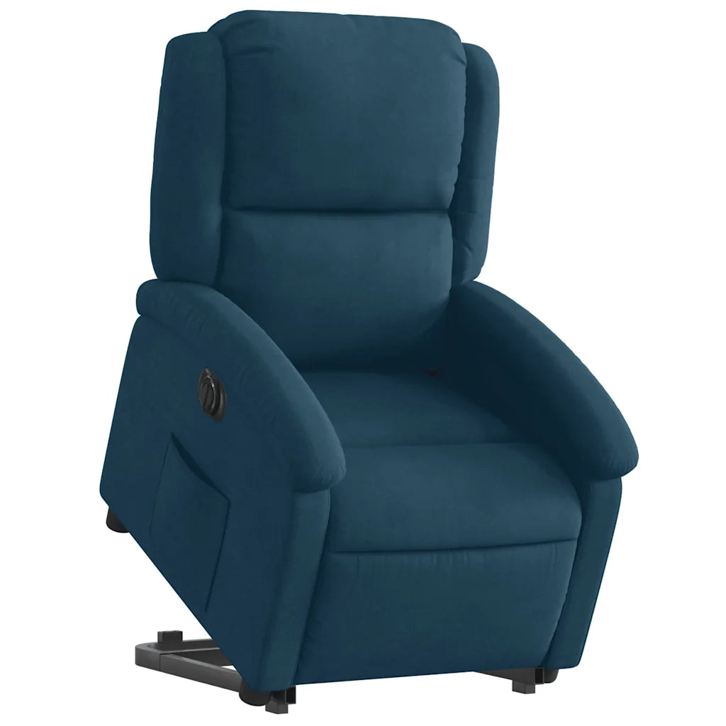Poltrona Alzapersona Reclinabile Elettrica Blu in Velluto