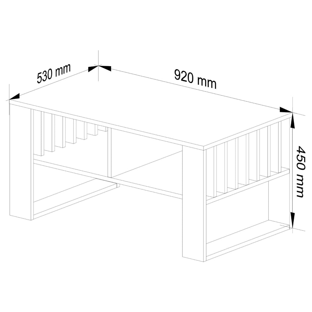 Tavolino da caffè AKORD ROCKFORD Bianco 92 cm gambe Nere 92x53x45 cm