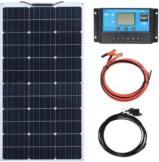 Pannello solare - Kit solare - Monocristallino - 12V - 100W - Kit solare - Flessibile - Idroimpermeabile - Leggero - Per Caravan - Camper - Barca o Utilizzo domestico