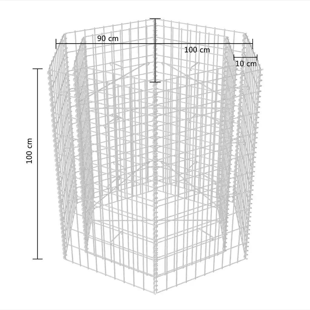 Gabbione Letto Rialzato da Giardino Esagonale 100x90x100 cm