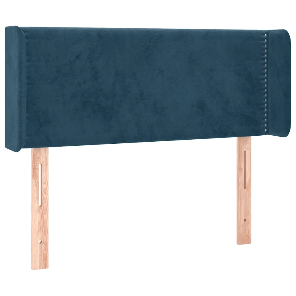 Testiera | Testata ad Orecchio Blu Scuro 103x16x78/88 cm in Velluto