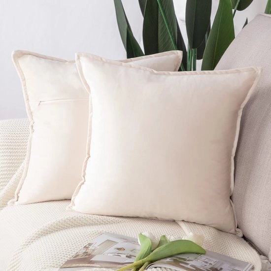 Set di 2 coprisacco di stile lussuoso decorativo in flanella per divano per camera da letto Beige 60x60 cm Quadrato