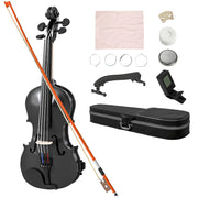 Violino 4/4 in Legno di Abete e Acero con Custodia, Arco, Spalliera e Pece, Nero