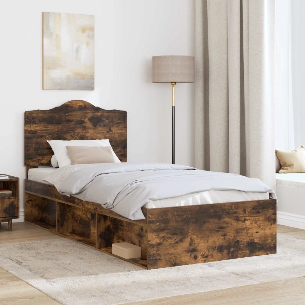 Struttura del letto Rovere fumé 90 x 200 cm Pino massello