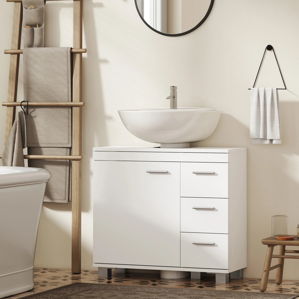 Mobile da Bagno Sottolavabo con Armadietto e Cassetti ¨C zephmum ¨C Bianco 45x49x50