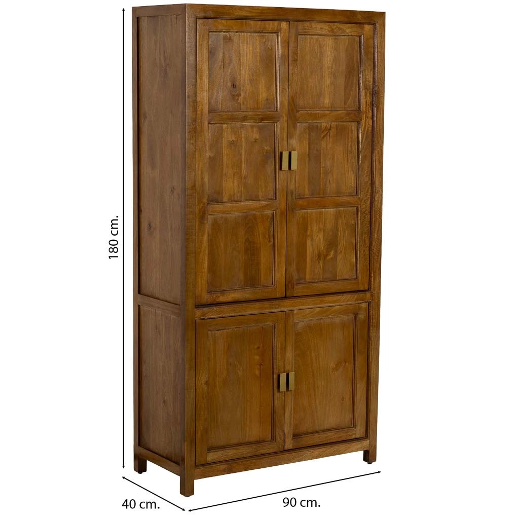 Armadio in legno marrone a 4 ante, 90x40x180h cm