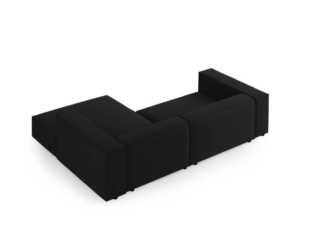 Cosmopolitan Design - Divano angolare destro "Arendal" 3 posti in velluto nero 