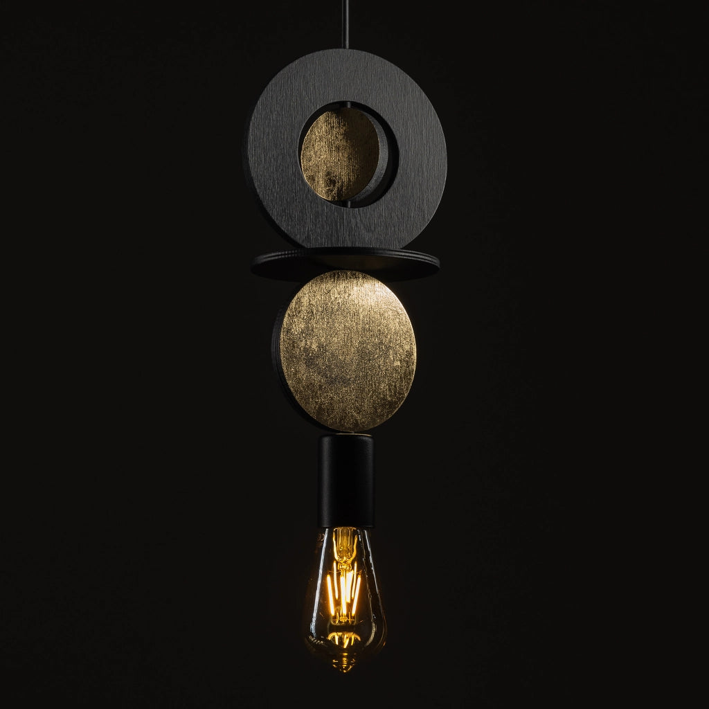 Lampada a sospensione legno nero/oro E27 Drops Wood Nowodvorski