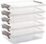 Set di archiviazione 4,5 l - 5 pezzi - Cassa di archiviazione in plastica - Scatola trasparente per documenti - Organizzazione fogli A4 - 37 x 26 x 7 cm - Cassa di archiviazione per documenti