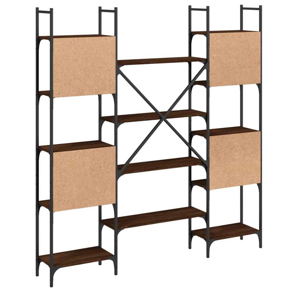 Libreria-Scaffale per Libri-Mobile di Stoccaggio Rovere Marrone 155,5x24x166,5 cm in Legno Multistrato
