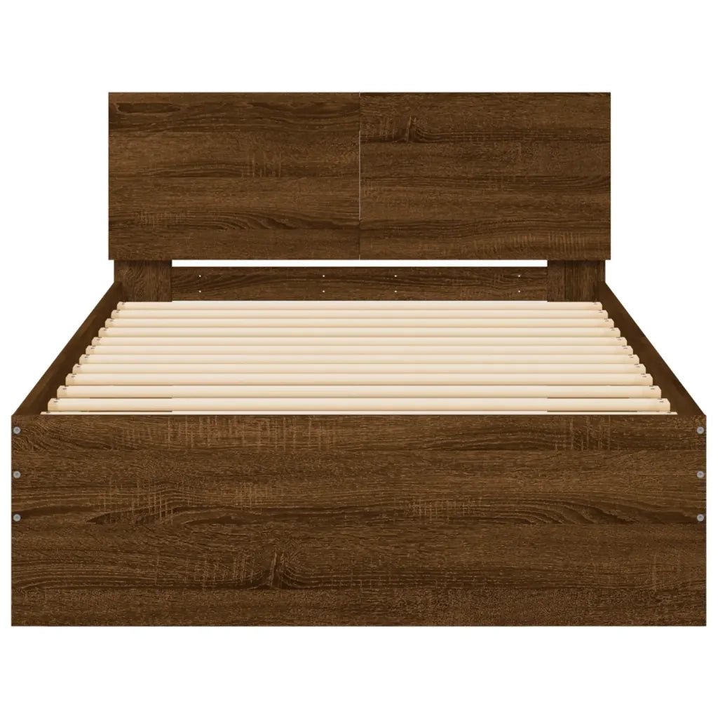 Letto singolo | Letto per adulti | Giroletto con Testiera e LED Rovere Marrone 100x200 cm
