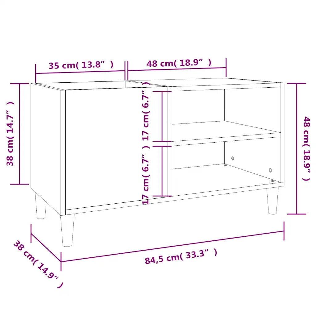 Mobile Porta Dischi Rovere Fumo 84,5x38x48 cm Legno Multistrato CFW8241140