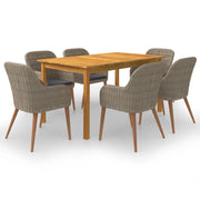 Set Mobili da Pranzo per Giardino 7 pz Marrone cod mxl 46186