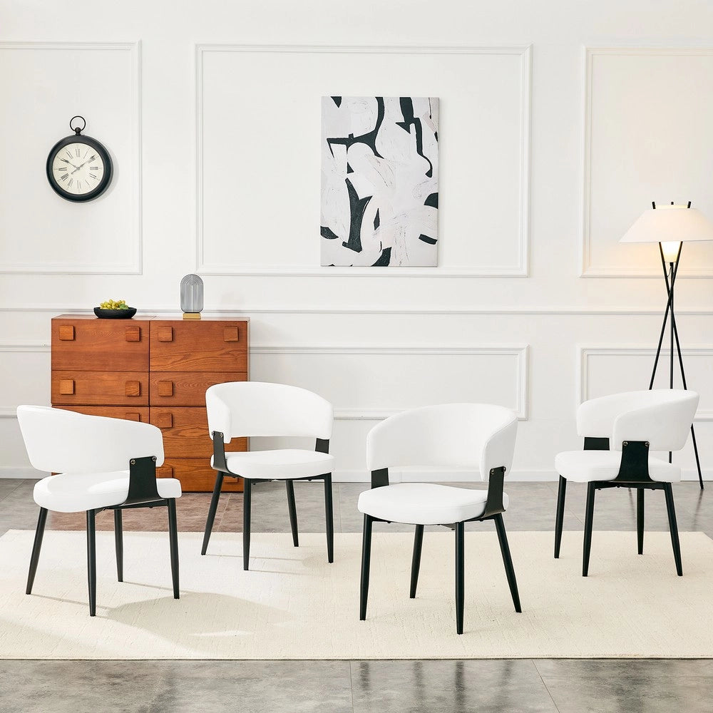 Sedie da Pranzo Set 2 Pezzi Stile Retro ¨C MINIMAL ¨C Similpelle, Braccioli, Gambe in Metallo