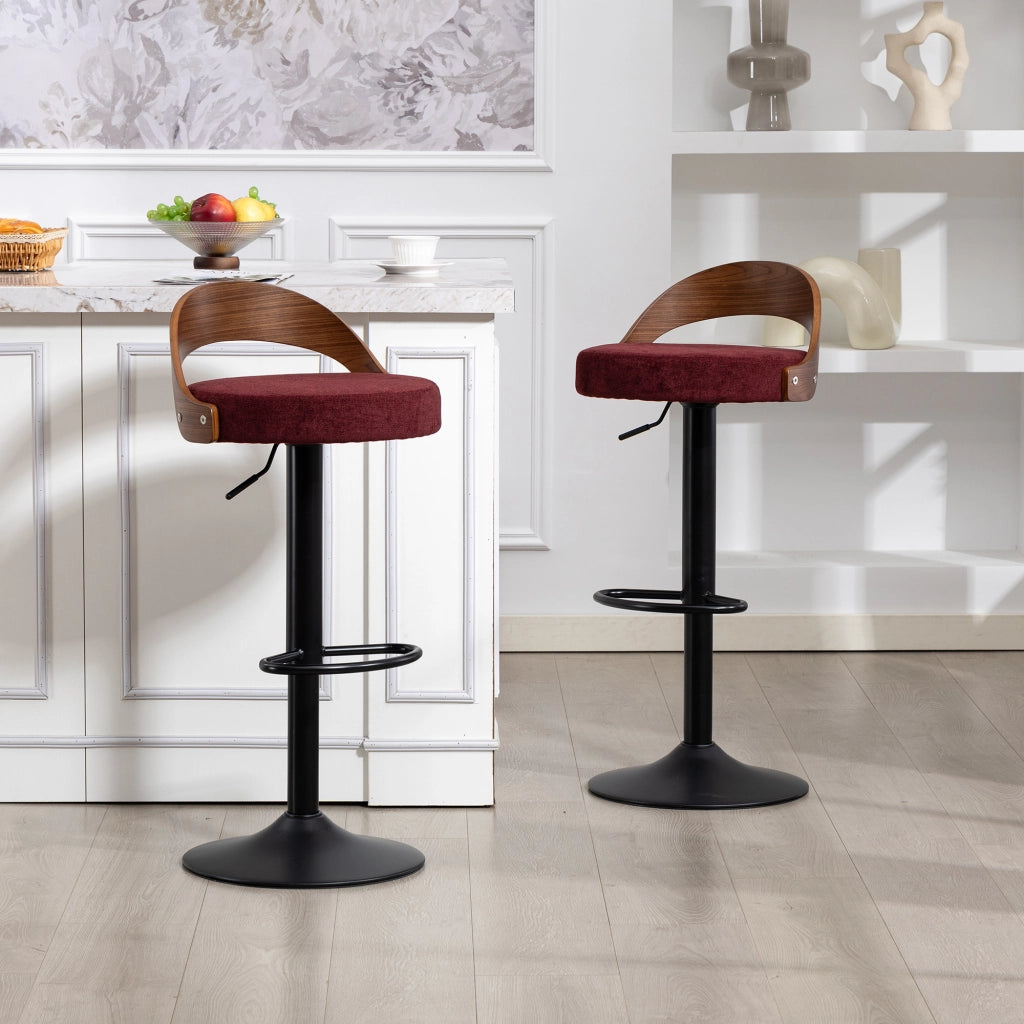 SGABELLO AL BAR GIREVOLE 360° REGOLABILE IN ALTEZZA SET DA 2 PEZZI LINO WINE RED