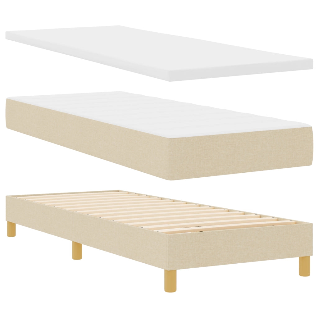Letto Box Spring con Materasso & LED Panna 80x200 cm Tessuto
