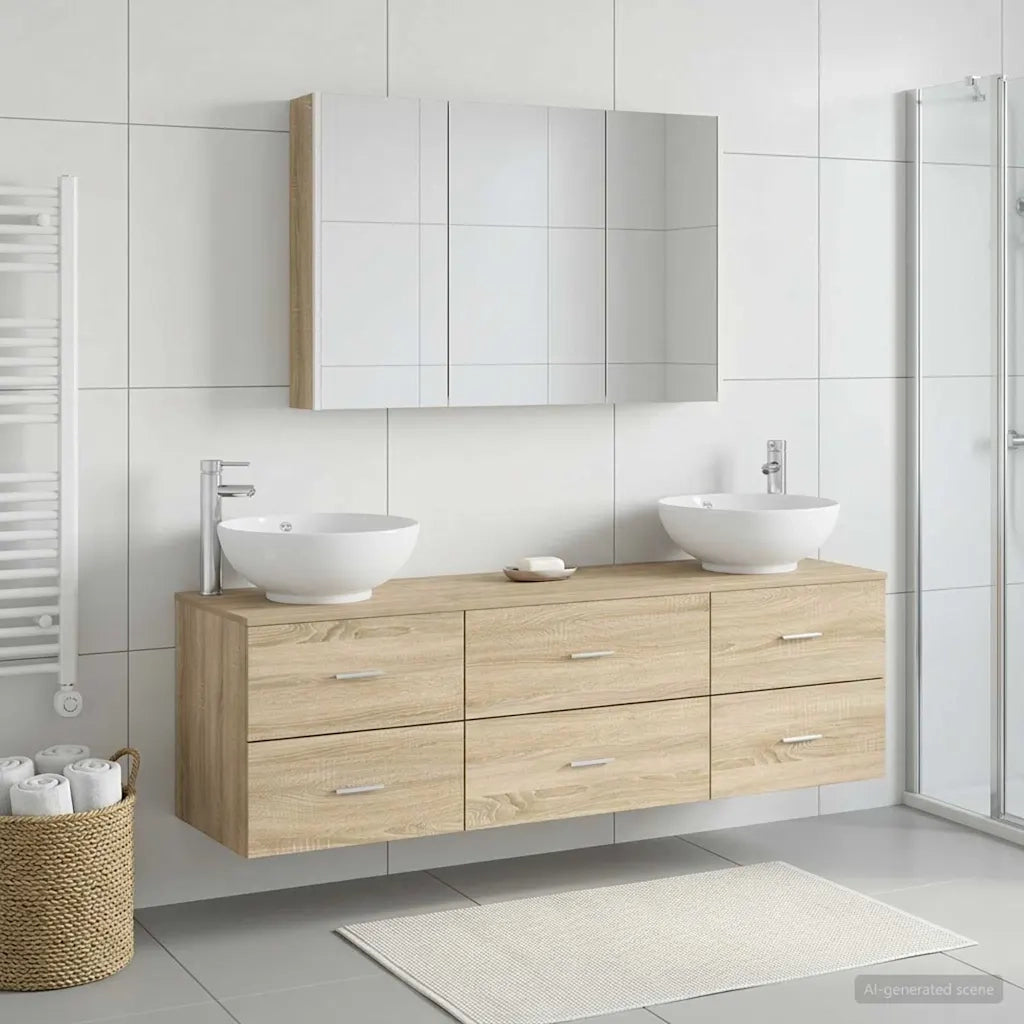 Set di mobili per il bagno 4 pcs Rovere Sonoma 3406945