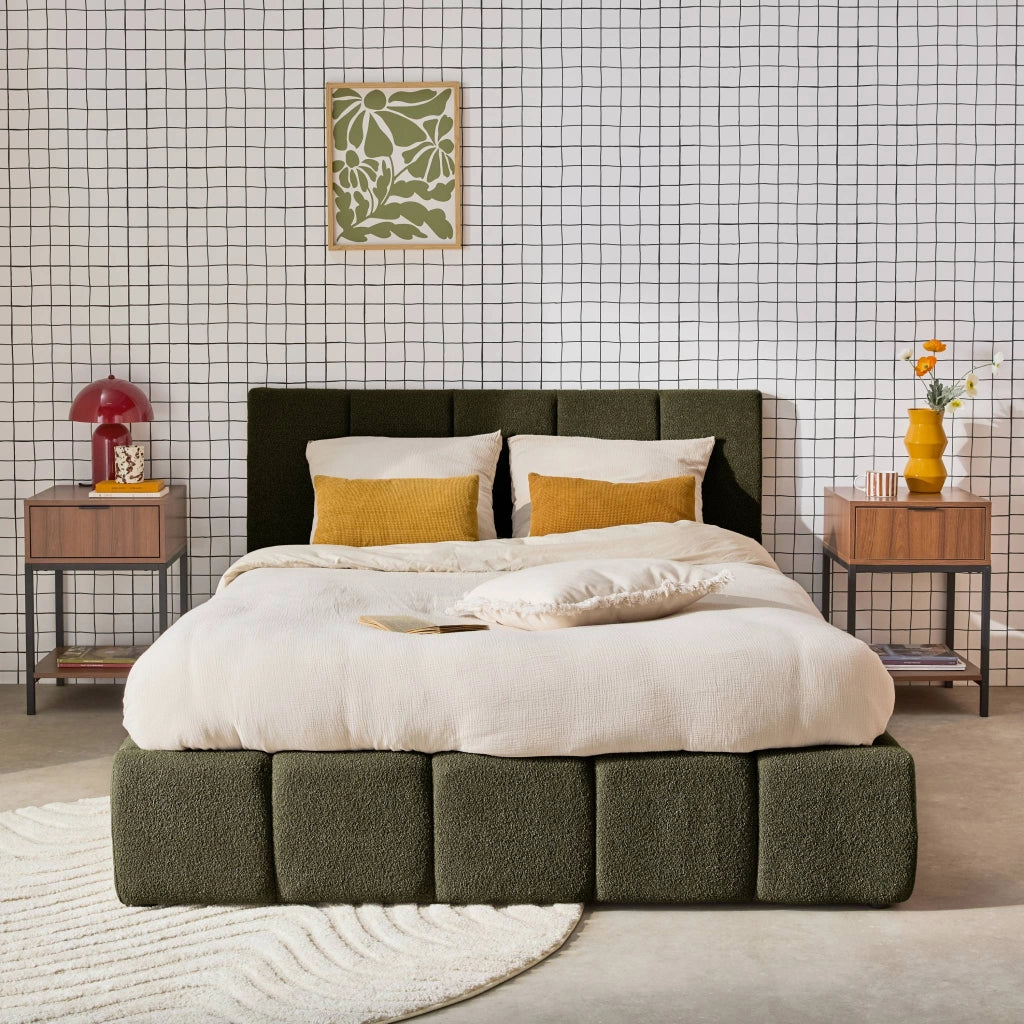 Struttura letto con contenitore e testiera 140cmx190cm, imbottita
