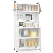 Mobile da cucina rete a 5 ripiani supporto microonde ante a ribalta, Mobile da cucina pannello con ganci Bianco