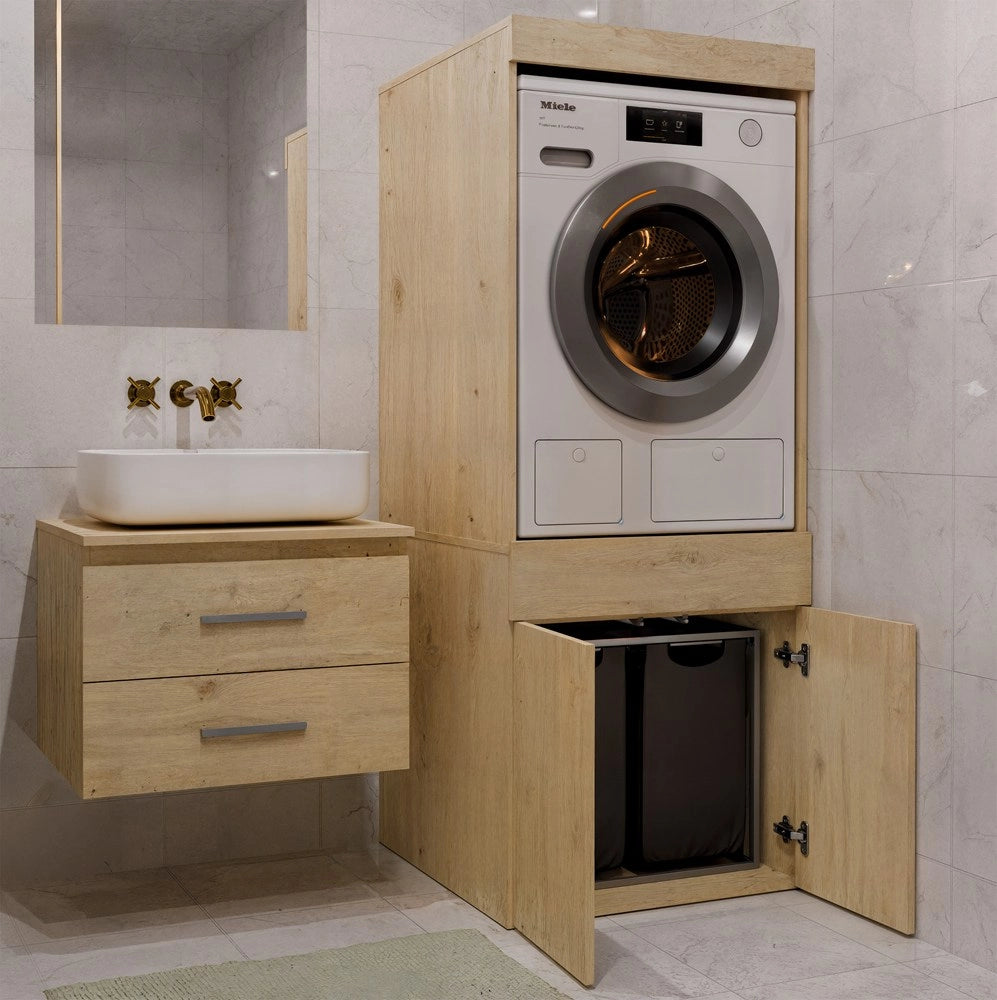 Mobile bagno per lavatrice o asciugatrice POLA twin 1s cassetto rovere artisan