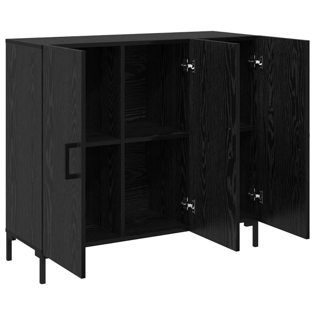 Credenza Rovere Nero 90 x 34 x 80 cm Legno multistrato 879585