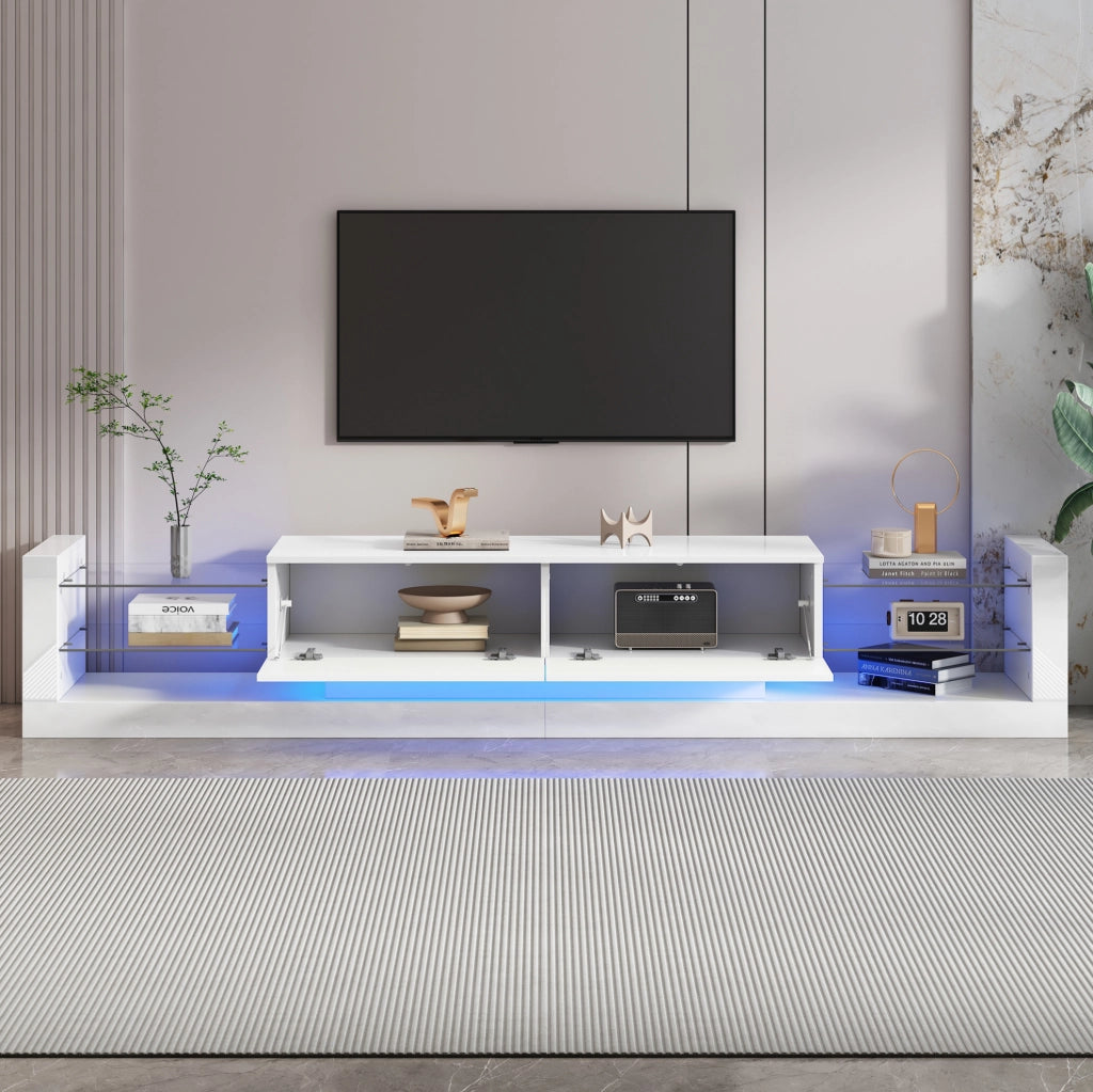 mobile TV 181 cm bianco con LED integrato e vani moderni