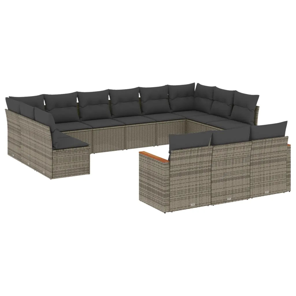 Set Divani da Giardino 13 pz con Cuscini Grigio in Polyrattan 3226459