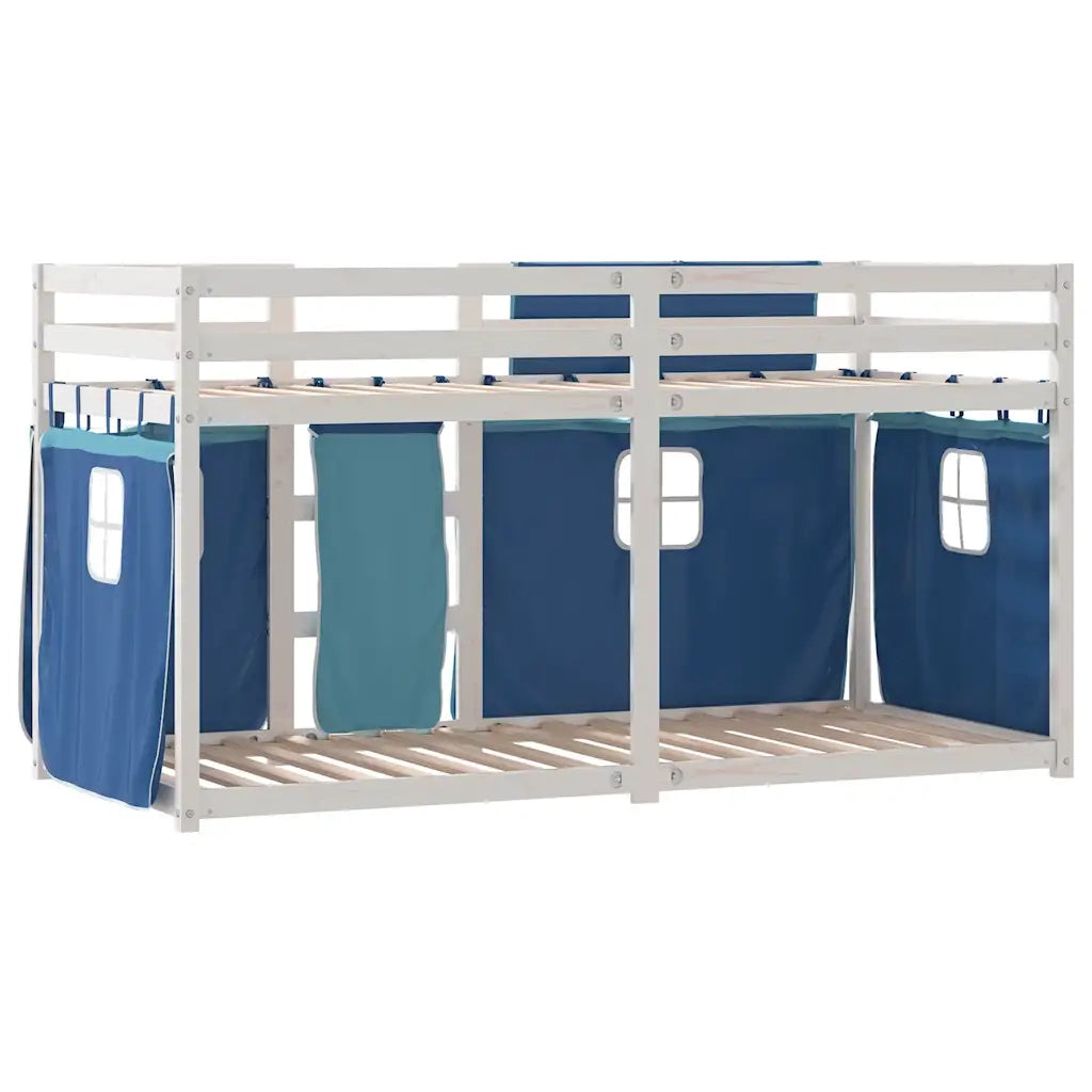 Letto a Castello senza Materasso Blu 75x190 cm Massello Pino